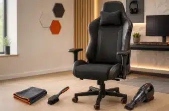 Gamestoel met microvezeldoeken, zachte borstel en handstofzuiger voor veilig onderhoud